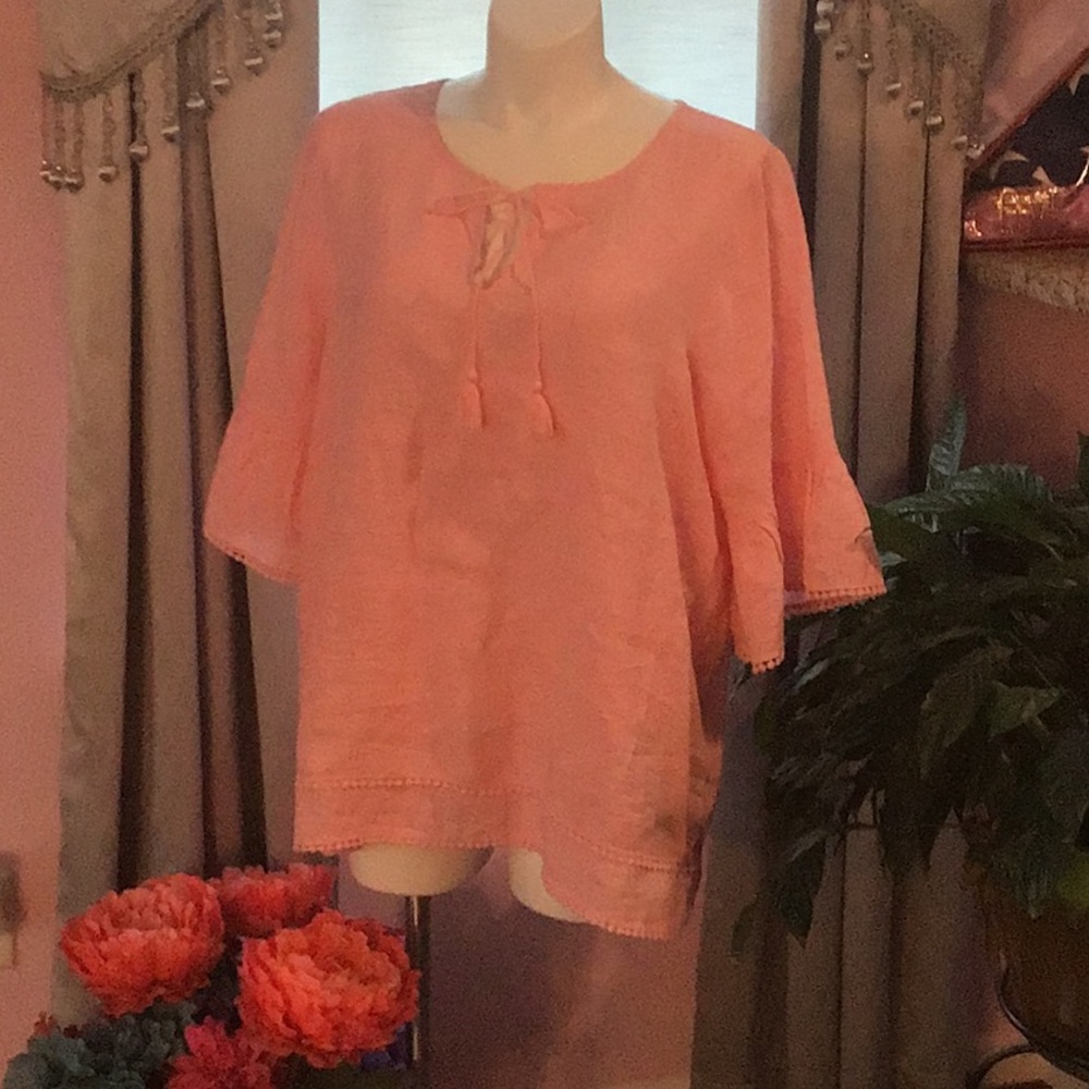 Tahari 100% Linen top in size 2X